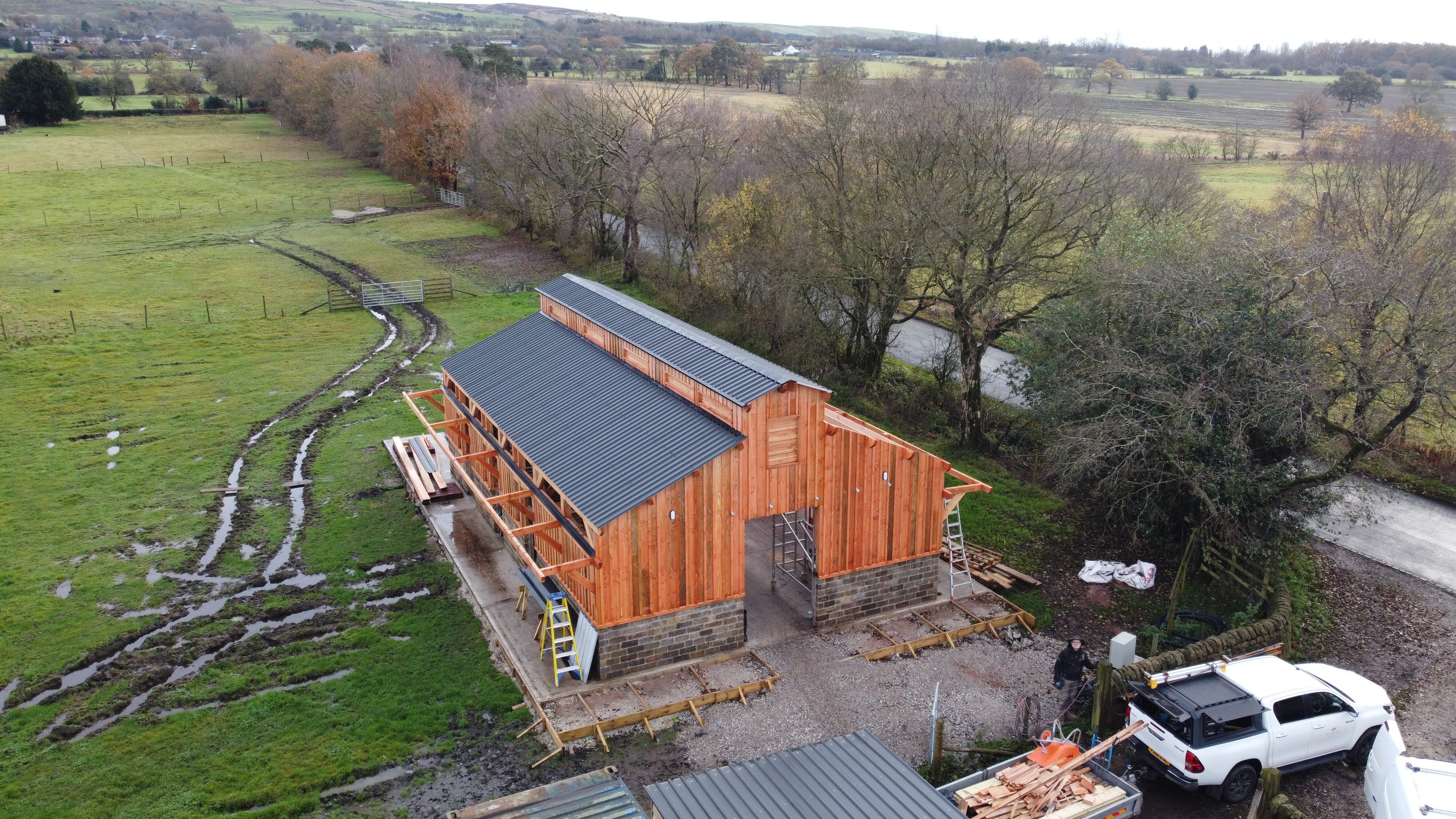 Large timber framed barn