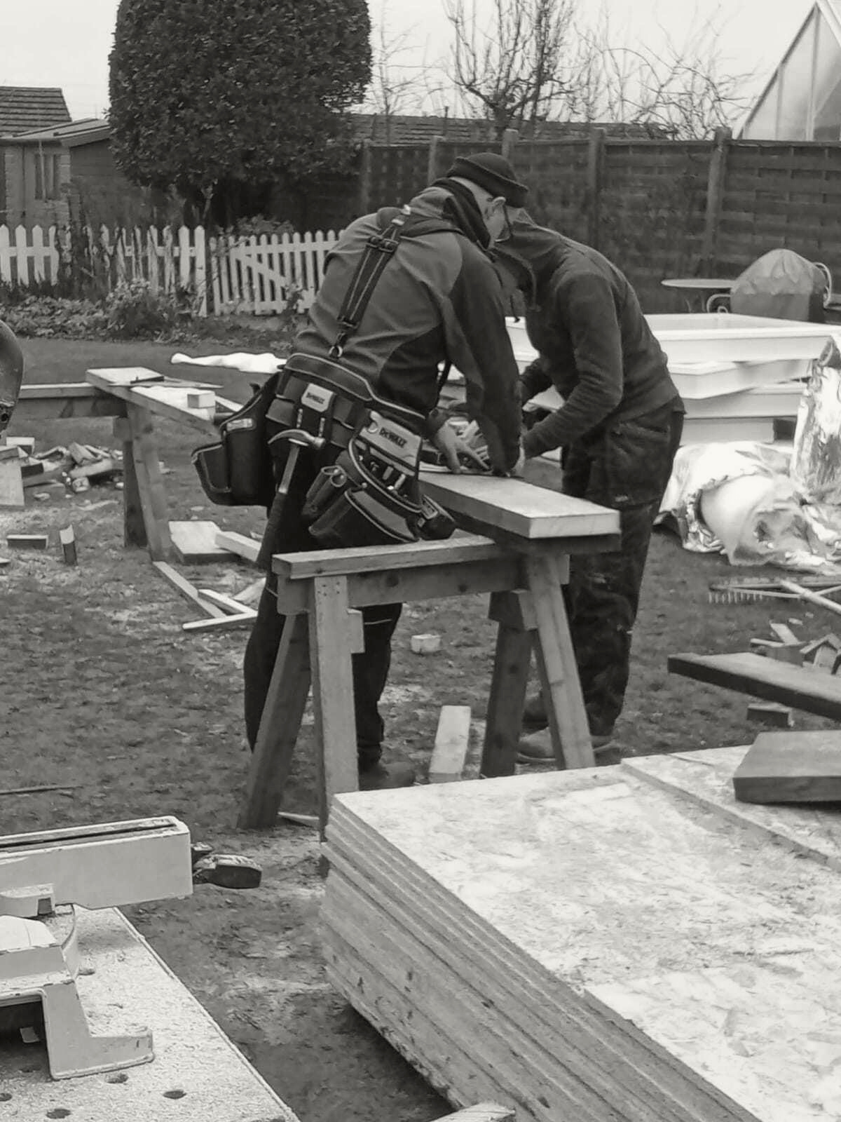 Timber framing on site